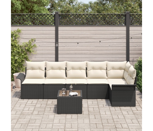 Conjunto de Sofá de Jardín  de 6 Piezas con Cojines de Ratán Sintético en Negro