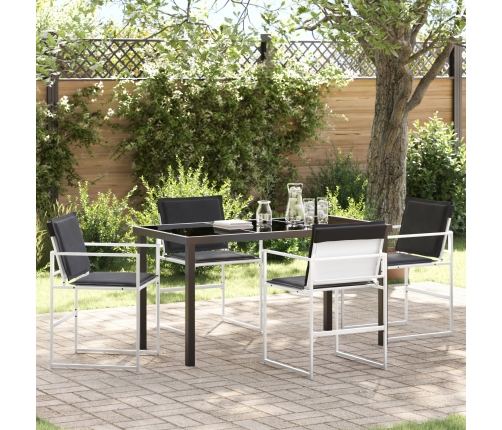 Conjunto de comedor de jardín de 5 piezas con cojines en blanco de Textilene y acero