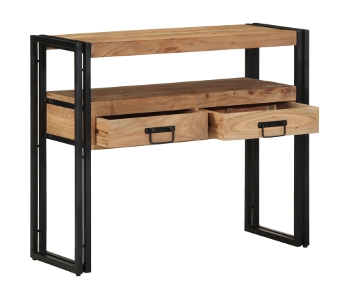 Mesa de Consola  Negra 90x33x75 cm de Madera Maciza de Acacia y Metal