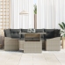 Juego de sofá de jardín 7 piezas Beige y Gris oscuro