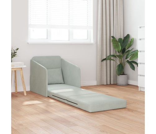 Sofá Cama de Piso 2 en 1 Gris Claro 65x80x83 cm Terciopelo