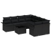 Set de Sofás de Jardín de 9 Piezas con Cojines Negro Poliratán