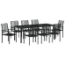 Set de Comedor de Jardín de 9 Piezas Negro Ratán de PVC
