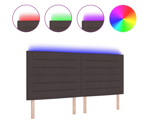 Cabecero LED Diseño Líneas Marrón Oscuro 100 cm Tela