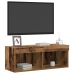 Mueble de pared para TV  con luces LED de madera envejecida 80x30x30 cm