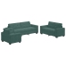 Set de Sofá de 3 Piezas con Cojines en Terciopelo Verde Oscuro
