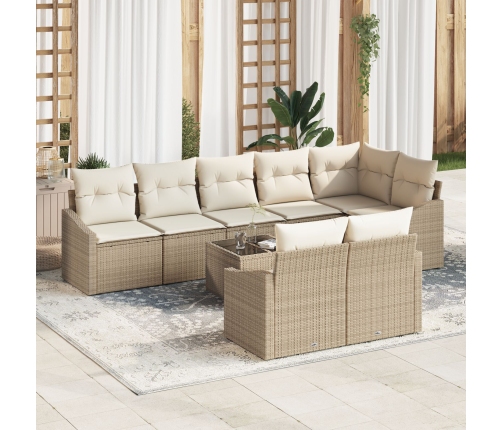 Conjunto de Sofá de Jardín  Conjunto de 9 Beige Polirratán Moderno