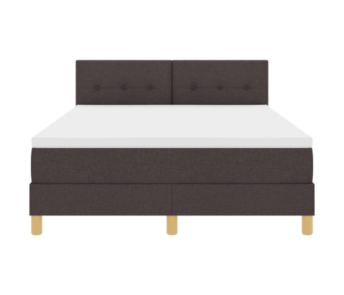 Cama con somier  con colchón marrón oscuro 140x200 cm tela