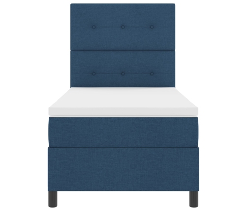 Cama con Somier con Colchón Azul 90x200 cm Tela
