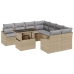 Conjunto de Sofás de Jardín 9 Piezas Marrón Claro y Gris