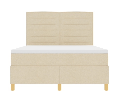 Cama con Somier y Colchón  Crema 140x190 cm Tela