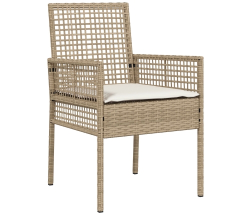 Juego de Comedor de Jardín de 5 Piezas con Cojines Beige de Ratán