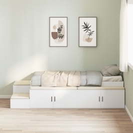 Estructura de Cama de Almacenamiento  Set de 3 Blanca