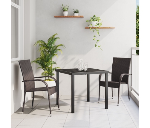 Juego de Comedor de Jardín de 3 Piezas Marrón Poliratán