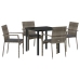 Conjunto de Comedor de Jardín  5 Piezas con Cojines Gris Poliratán