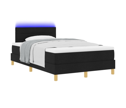 Cama con Base con Colchón y LED Negra 120x200 cm Tela
