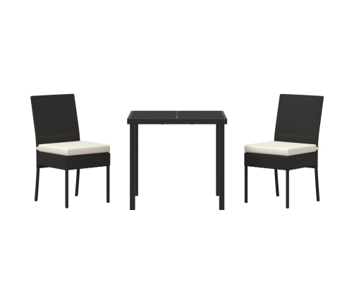 Juego de Comedor de Jardín  3 Piezas Negro Poliratán