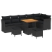 Set de Sofá de Jardín  de 9 Piezas con Cojines Negro Ratán Polipropileno Acacia, Set de Comedor de Jardín  de 3 Piezas con Cojines Negro Ratán Polipropileno Acacia