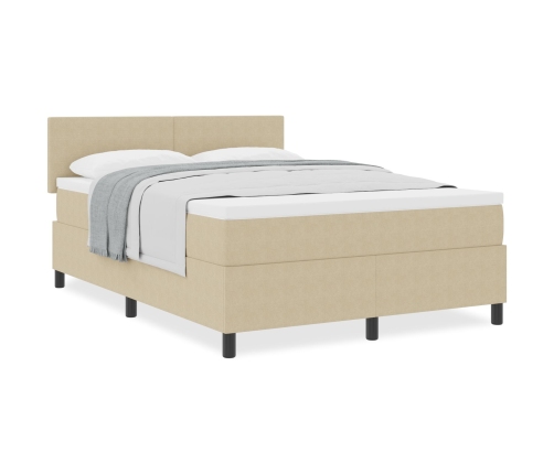 Cama con Base de Muelles  con Colchón Verde Claro Gris 140x200 cm Tela de Corduroy