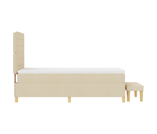Cama con Somier  con Colchón y Banco Crema 90x200 cm Tela