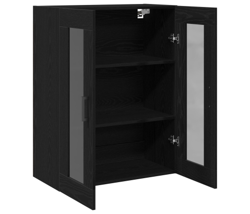Gabinete Montado en la Pared con Puertas de Vidrio Roble Negro 69.5x34x90 cm
