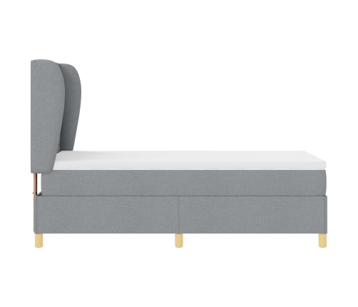 Cama con sommier y colchón  en gris claro, 100x200 cm, tela