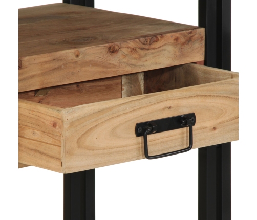 Mesa de Consola  Negra 90x33x75 cm de Madera Maciza de Acacia y Metal