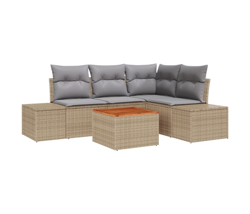 Juego de Sofás de Jardín 5 Piezas Beige y Gris