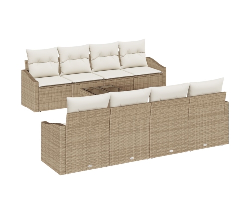 Conjunto de sofá de jardín  de 7 piezas con cojines beige poliratán