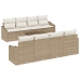 Conjunto de sofá de jardín  de 7 piezas con cojines beige poliratán