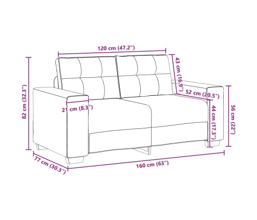 Sofá Loveseat  Crema 120 cm Tela