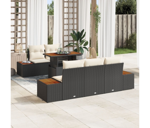 Conjunto de Sofá de Jardín  6 Piezas Negro, Marrón