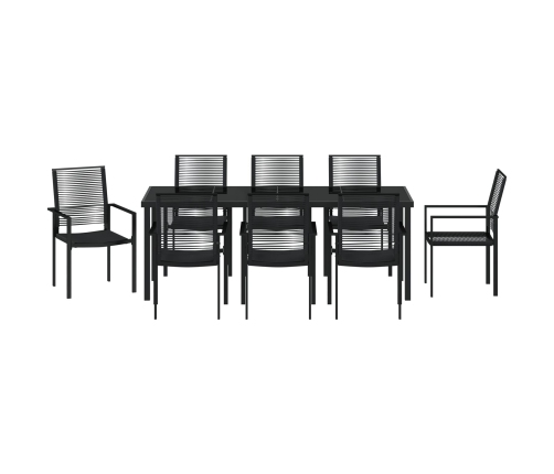 Set de Comedor de Jardín de 9 Piezas Negro Ratán de PVC