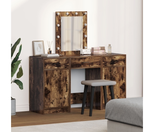 Set de tocador de 3 piezas  con LEDs en madera de roble ahumado
