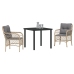 Juego de Comedor de Jardín de 3 Piezas con Cojines Beige Poliratán