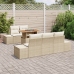 Set de Comedor de Jardín de 6 Piezas con Cojines Beige Ratán Poliéster Acacia
