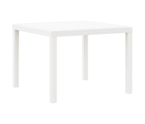 Juego de Comedor de Jardín de 3 Piezas con Cojines Blanco Poliratan