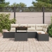 Conjunto de Sofás de Jardín  Set de 6 Negro, Crema Ratán, Poliéster