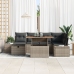 Conjunto de Comedor de Jardín de 7 Piezas con Cojines Gris Ratán Poliéster Acacia
