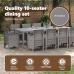 Conjunto de Comedor de Jardín  de 11 Piezas con Cojines de Ratán Sintético Gris Claro