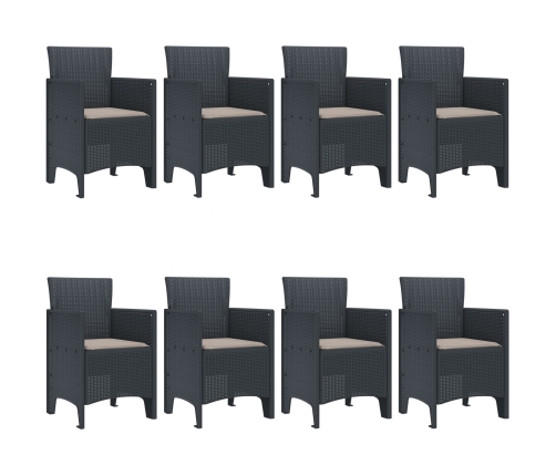 Conjunto de Comedor de Jardín de 9 Piezas con Cojines Anthracite Poliratán