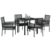 Juego de Comedor de Jardín de 5 Piezas con Cojines de Ratán Negro