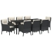 Conjunto de Comedor de Jardín  de 9 Piezas con Cojines Negro rattan Poliéster