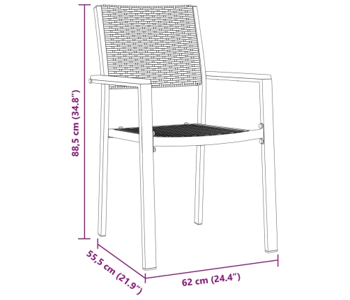 Juego de Comedor de Jardín  de 9 piezas Negro Poly Ratán