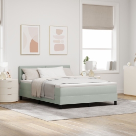 Cama con Box Spring y Colchón  Gris Claro 160x200 cm Terciopelo