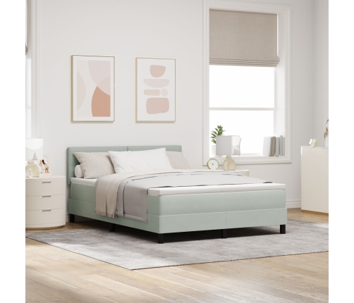 Cama con Box Spring y Colchón  Gris Claro 160x200 cm Terciopelo
