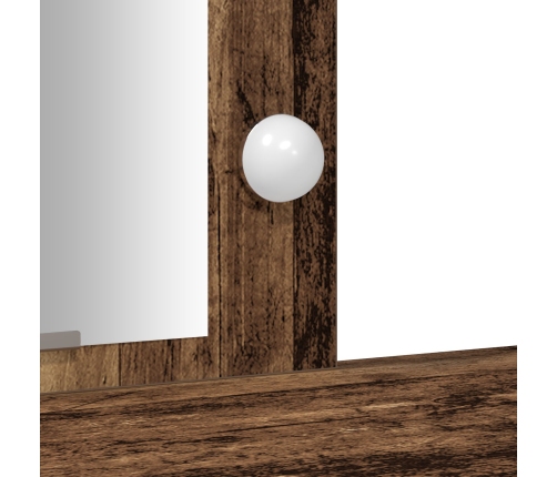 Mesa de Maquillaje con Luces LED Madera Vieja 102x33x135 cm
