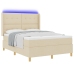Cama Box Spring  con colchón y LED Crema 160x200 cm Tela