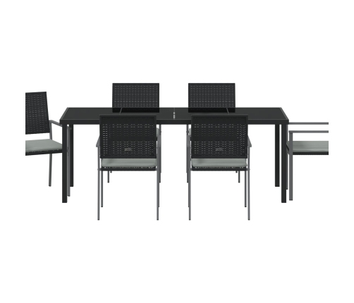 Set de 4 Negro Polirratán, acero recubierto en polvo