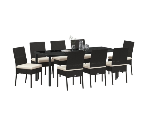 Set de Comedor de Jardín  de 9 Piezas Negro Poliratán
